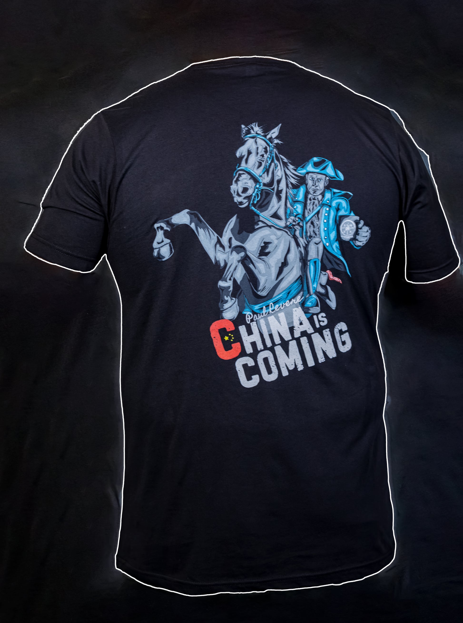 Paul Revere China Is Coming T-Shirt - Red, White, & Badass Brew