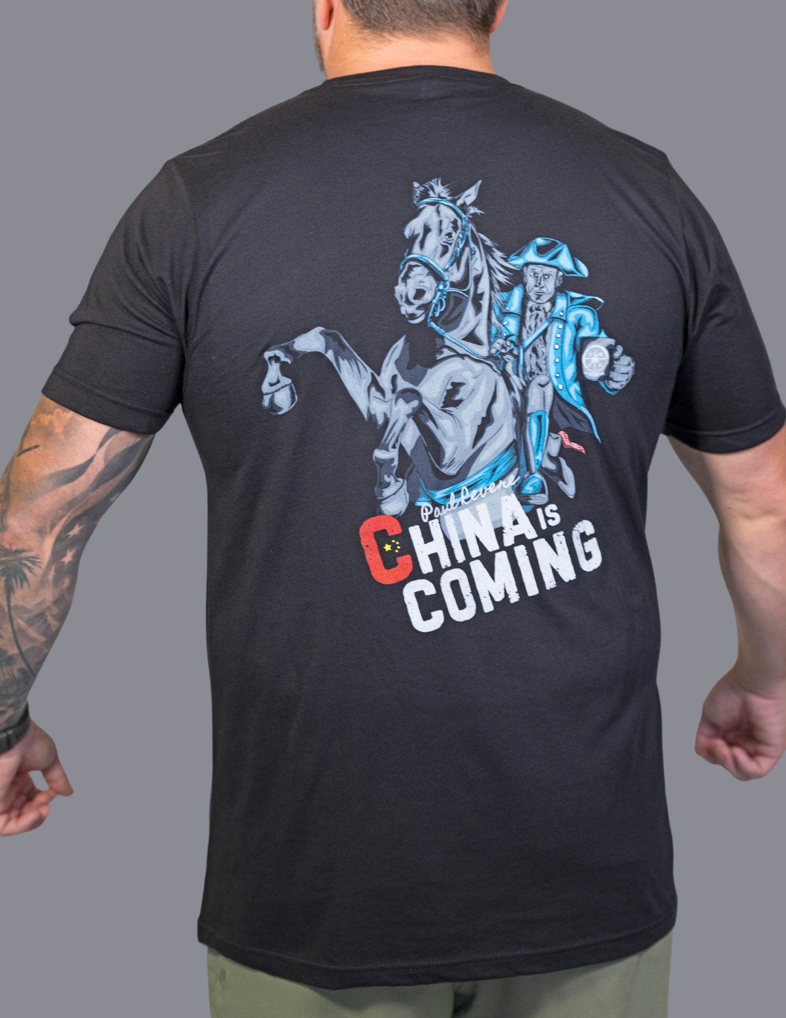 Paul Revere China Is Coming T-Shirt - Red, White, & Badass Brew